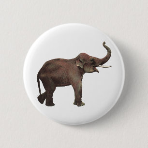 Macaron Rond 5 Cm Animaux sauvages vintage, Éléphants d'Asie bonne c