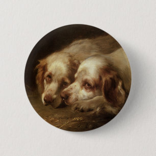 Macaron Rond 5 Cm Animaux vintages, Chiens Espagnol Espagnol De Mari