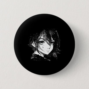 Macaron Rond 5 Cm Anime Girl Anime Eyes Ink Art Dessin pour G
