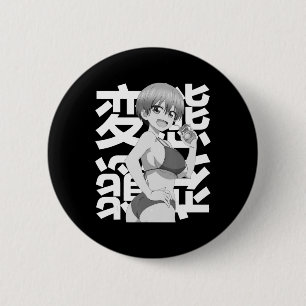 Macaron Rond 5 Cm Animé Japonais Kawaii Été Lewd Waifu Été