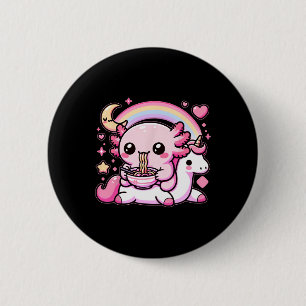 Macaron Rond 5 Cm Anime Kawaii Axolotl Manger Ramen Noodles Enfants 