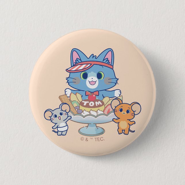 Macaron Rond 5 Cm Anime Tom, Jerry et Tuffy Dessert Parlor (Devant)