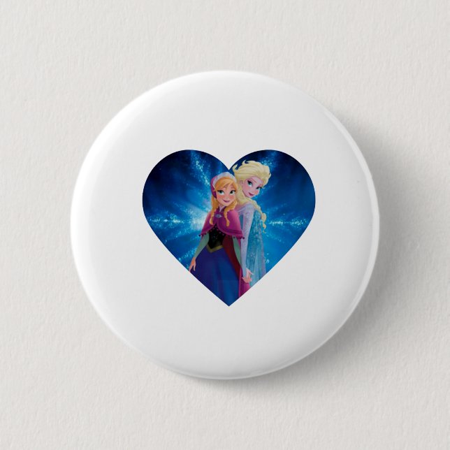 Macaron Rond 5 Cm Anna et Elsa Frozen (Devant)