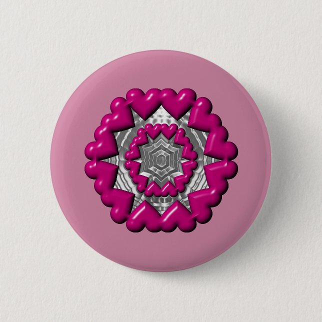 Macaron Rond 5 Cm Anneau des Coeurs Valentine (Devant)