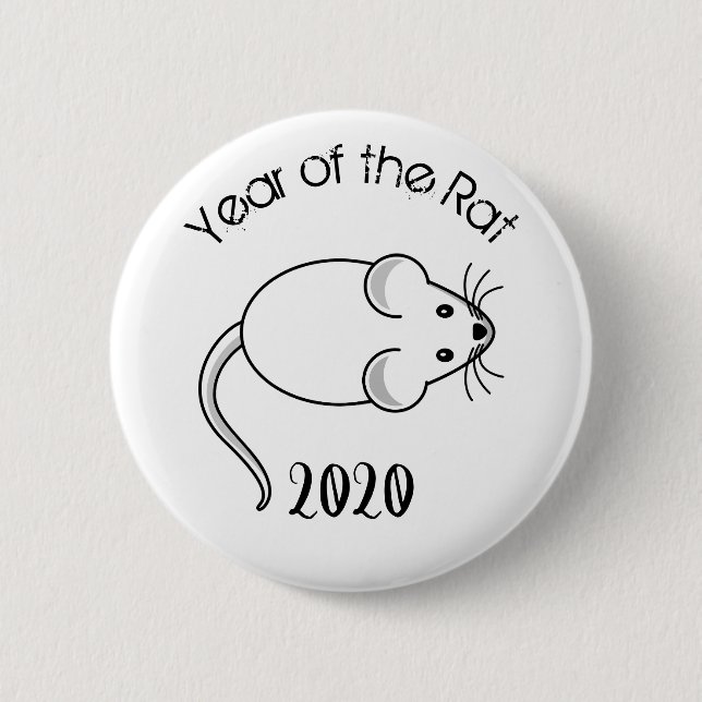 Macaron Rond 5 Cm Année de la souris Rat 2020 avec texte (Devant)