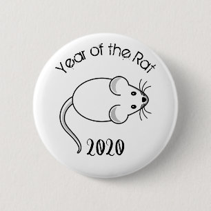Macaron Rond 5 Cm Année de la souris Rat 2020 avec texte