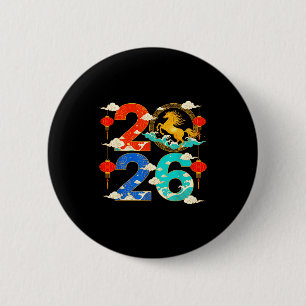 Macaron Rond 5 Cm Année du Cheval 2026 Bonne année chinoise 2026