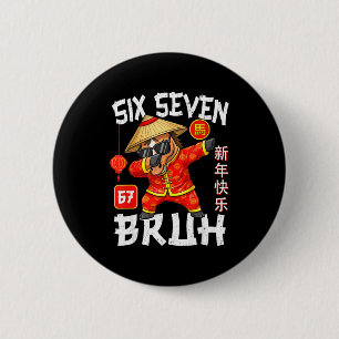 Macaron Rond 5 Cm Année du cheval 67 Bruh Dabbing Nouvel An Chinois