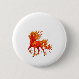 Macaron Rond 5 Cm Année du cheval de feu Nouvel An chinois 2026 Zodi