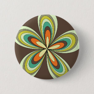 Macaron Rond 5 Cm Années 60 super les années 70 Hippie Fleur Brown R