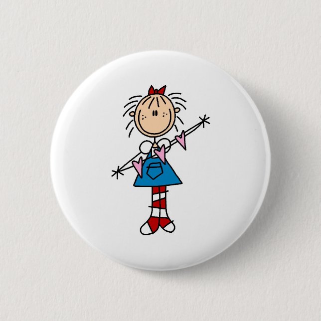 Macaron Rond 5 Cm Annie avec le bouton de coeurs (Devant)