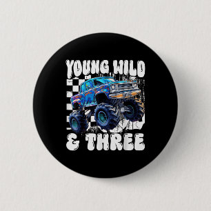 Macaron Rond 5 Cm Anniversaire 3 ans Monster Truck Jeune Sauvage Et
