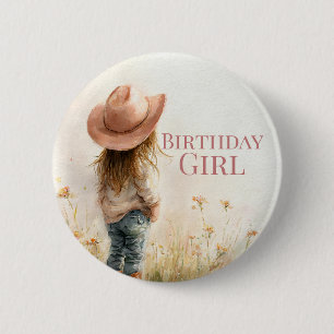 Macaron Rond 5 Cm Anniversaire Cowgirl Rose Thème Ferme 1er