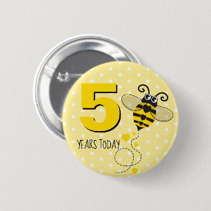 Macaron Rond 5 Cm Anniversaire d'abeilles 5 ans aujourd'hui de