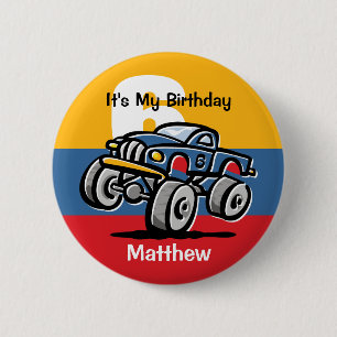 Macaron Rond 5 Cm Anniversaire de camion de monstre 6ème