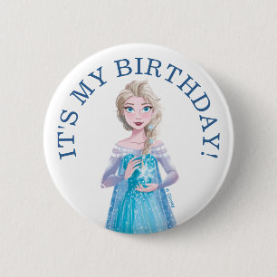 Macaron Rond 5 Cm Anniversaire de Disney Frozen Elsa