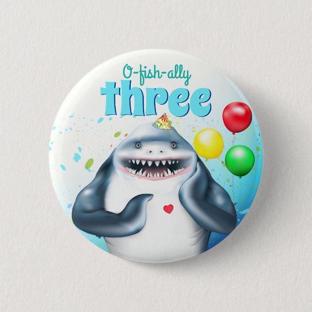 Macaron Rond 5 Cm Anniversaire de enfant de thème requin (Devant)
