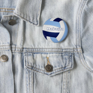 Macaron Rond 5 Cm anniversaire de enfant de volley-ball bleu bleu ma