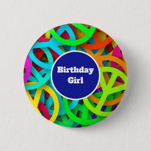Macaron Rond 5 Cm Anniversaire de la paix de la fille Signes Super S