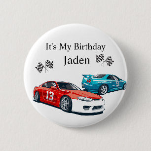 Macaron Rond 5 Cm Anniversaire De La Voiture De Course,