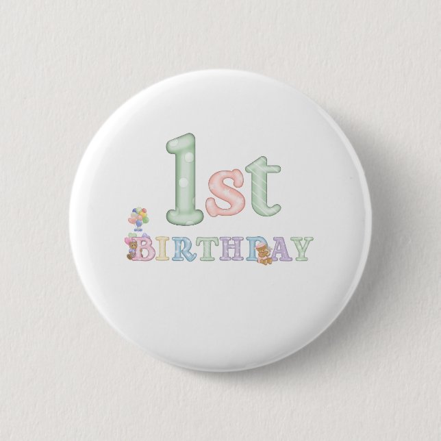 Macaron Rond 5 Cm Anniversaire de lettres de pastel ęr (Devant)