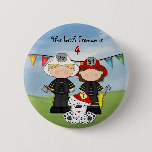 Macaron Rond 5 Cm Anniversaire de Little Fireman - Personnaliser