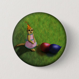 Macaron Rond 5 Cm Anniversaire de Meerkat, bouton