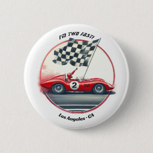 Macaron Rond 5 Cm Anniversaire de voiture de course personnalisable 