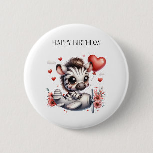 Macaron Rond 5 Cm Anniversaire de Zebra Pilot