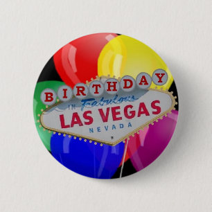 Macaron Rond 5 Cm Anniversaire en Fabrique Las Vegas Button - Ballon