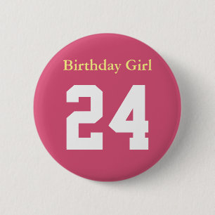 Macaron Rond 5 Cm Anniversaire Fille 24 Bouton rond 5,7 Cm