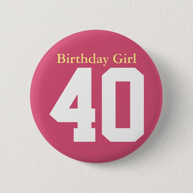 Macaron Rond 5 Cm Anniversaire Fille 40 (Devant)