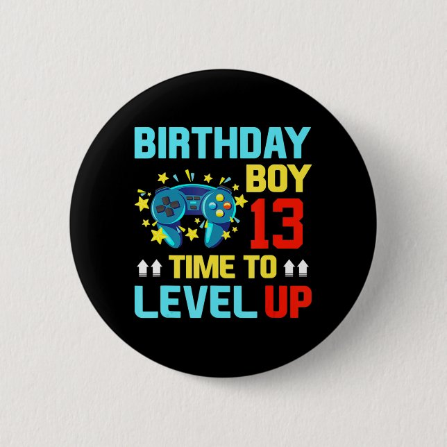 Macaron Rond 5 Cm Anniversaire Garçon 13 13 Ans Jeux Vidéos Cadeaux  (Devant)