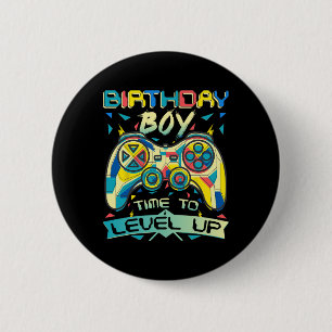 Macaron Rond 5 Cm Anniversaire Garçon Temps De Niveau Up Video Jeu A