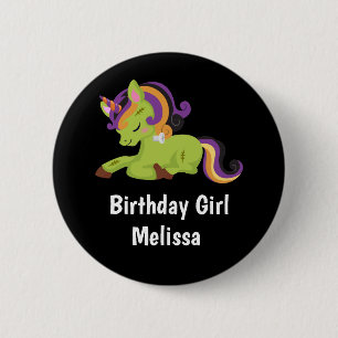 Macaron Rond 5 Cm Anniversaire Girl Cute Frankenstein Unicorn Hallow