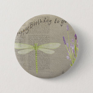 Macaron Rond 5 Cm anniversaire heureux de libellule