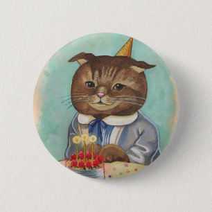 Macaron Rond 5 Cm Anniversaire Kitty de gâteau de fraise