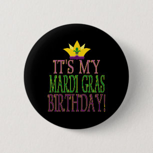 Macaron Rond 5 Cm Anniversaire Mardi Gras - Thème de fête Mardi Gras