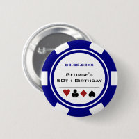 Anniversaire Poker Chip Casino Thème Blanc Bleu