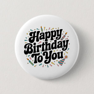 Macaron Rond 5 Cm Anniversaire Rétro Confettis