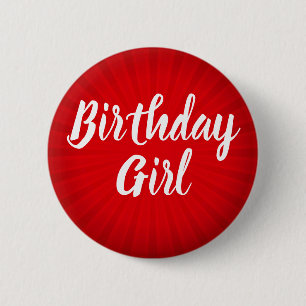 Macaron Rond 5 Cm Anniversaire rouge de rayon de soleil