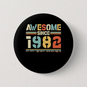 Macaron Rond 5 Cm Anniversaire vintage 1982