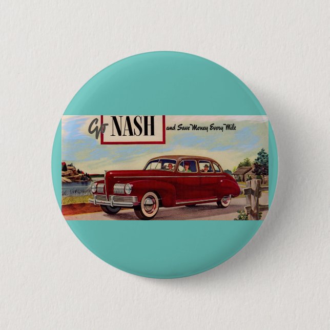 Macaron Rond 5 Cm Annonce automobile Nash 1941 (Devant)