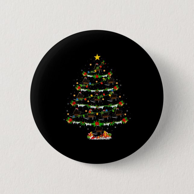 Macaron Rond 5 Cm Ano Christmas Tree Lights Music Lover Musical Xmas (Devant)