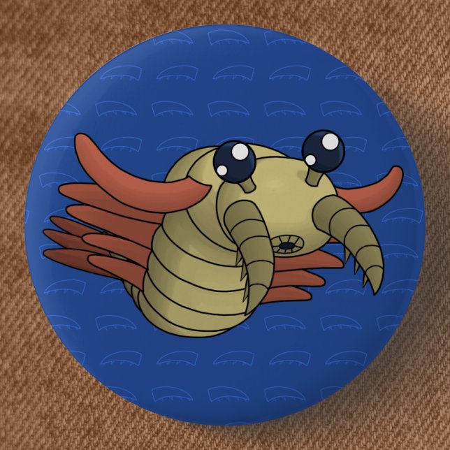 Macaron Rond 5 Cm Anomalocaris- Créature marine préhistorique (Closeup View)