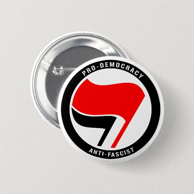 Macaron Rond 5 Cm Anti-fascisme pro-démocratie (Devant & derrière)