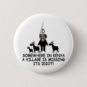 Macaron Rond 5 Cm Anti Obama, idiot de village