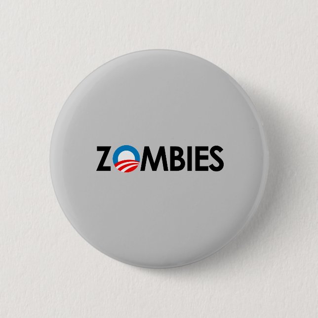 Macaron Rond 5 Cm Anti-Obama - noir de zombis (Devant)