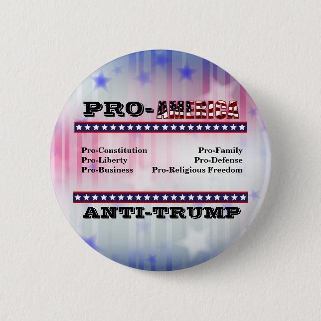 MACARON ROND 5 CM ANTI-TRUMP PRO-AMÉRIQUE (Devant)