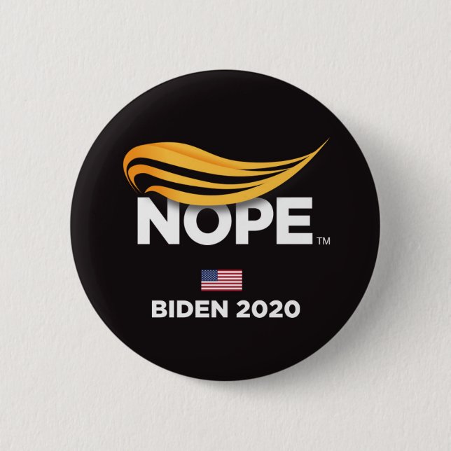 Macaron Rond 5 Cm Anti-Trump, Trump Nope, Biden 2020 (Devant)
